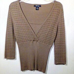 Style & co. V-neck One Piece Sweater-Silk Blend-Size: PM Color: Taupe